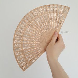 Carved Wooden Collapsible Fan